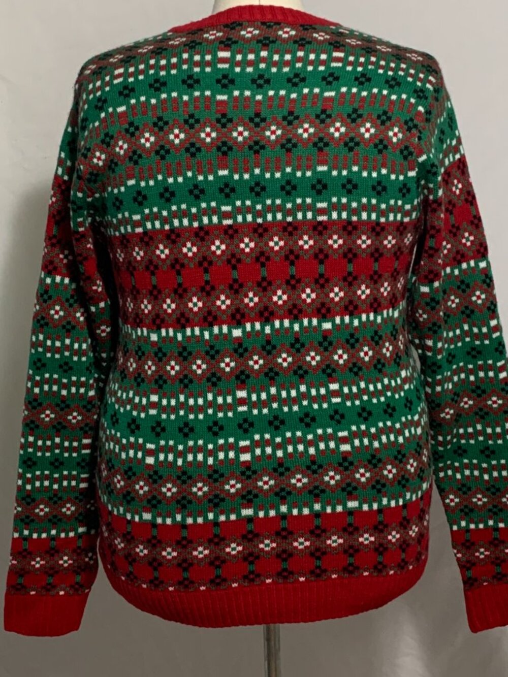 Ugly Christmas Sweater Reindeer Head Drink Beer Holder Red Green MENS Womens M - Picture 4 of 5